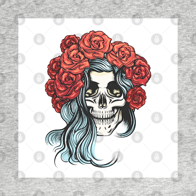 Skull in Rose Wreath by devaleta